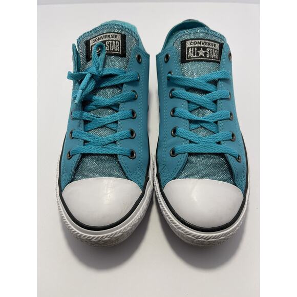 Converse All Star Teal Leather Chuck Taylors Junior Size 6 #662329c‎ - Picture 1 of 9